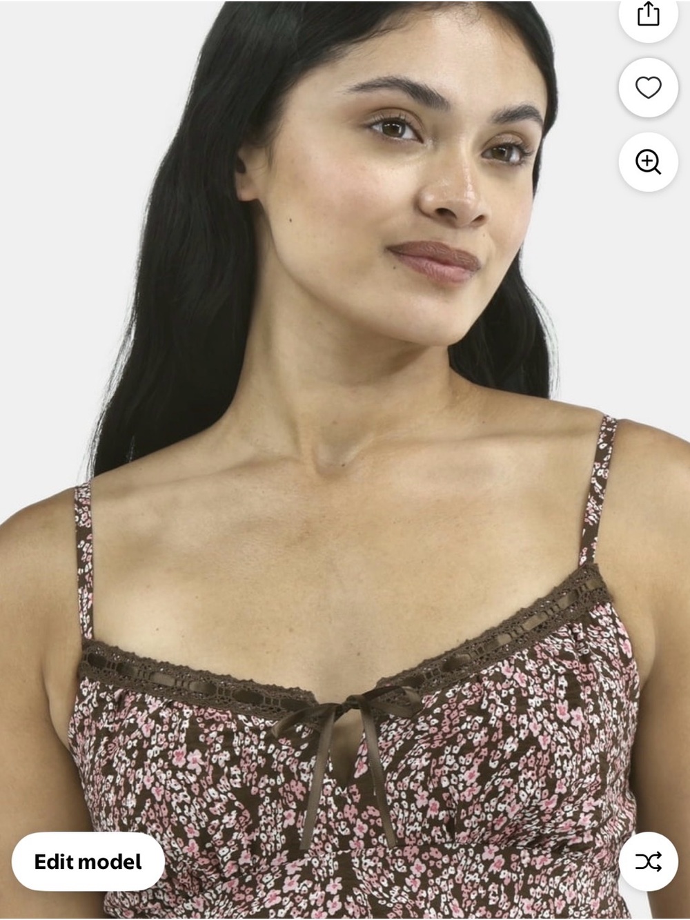 No Boundaries Brown Slip Dress with Pink and White Floral Print - Picture 3 of 9